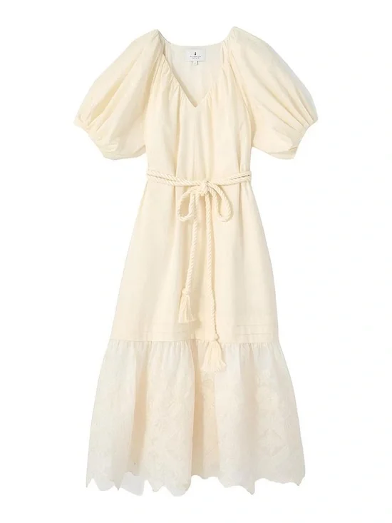 [NWT] $288 TUCKERNUCK x Studio McGee Cream Cotton Juniper dress. Size Small - Picture 4 of 5